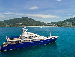 The 50m MY Northern Sun sleeps 12 guests and isoften to be found taking charter guests aroundsouth-east Asia. Inside, the boat has all the moderncomforts along with some befi tting Asian infl uences