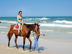 Horseback riding along the beach