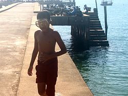 Children playing in the sea