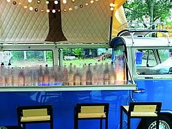 Vintage Volkswagen camper that serves up a wide variety of cocktails, soft drinks and smoothies.
