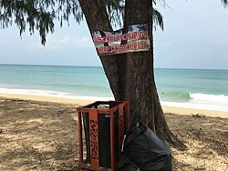 The narrow, winding roads to Natai Beach are hugged by shrimp farms