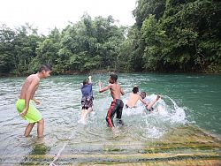 Kids having fun in the river