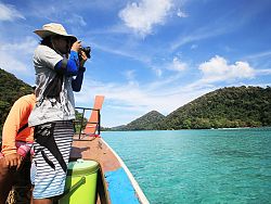 Longtail transport on the sea