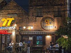 Timber Hut is a popular place to people watch and dance to live music and a DJ.