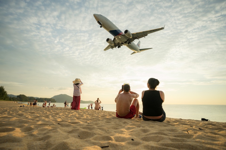Plane spotting has become a popular activity at Mai Khao Beach