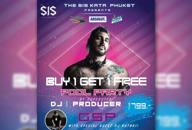 Buy 1 get 1 free for DJ pool party by DJ GSP